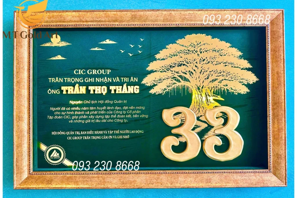 Tranh dát vàng thiết kế theo yêu cầu - Qùa tri ân lãnh đạo cấp cao tranh tri an lanh dao cua CIC