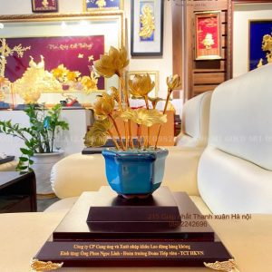 Chậu Sen Dát Vàng 24k